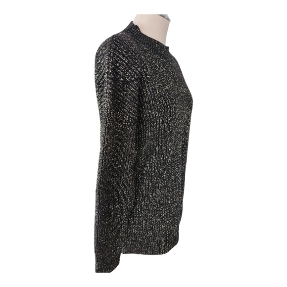 Vintage Carriage Court Metallic Knit Sweater Tunic Black Gold Made in USA - Picture 4 of 9